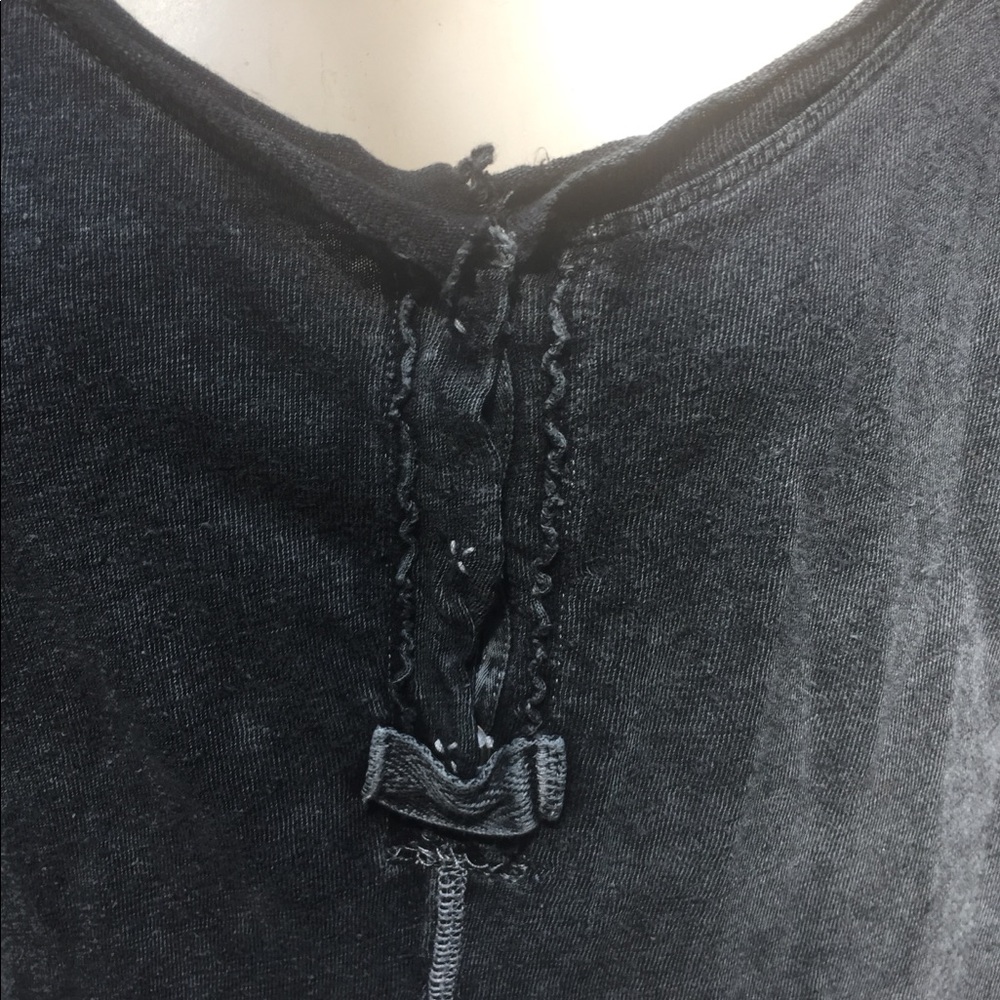 We The Free distressed gray Henley T shirt vintage look oversized T shirt